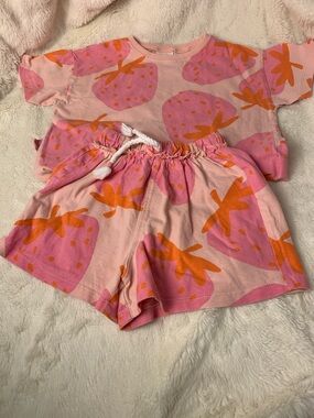 Zara Pink and Orange Strawberry Pajama Set